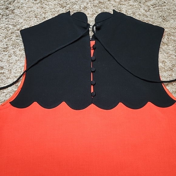 Victoria Beckham For Target Crew Neck Mini Shift Dress. Red with a black scallop - Picture 6 of 10